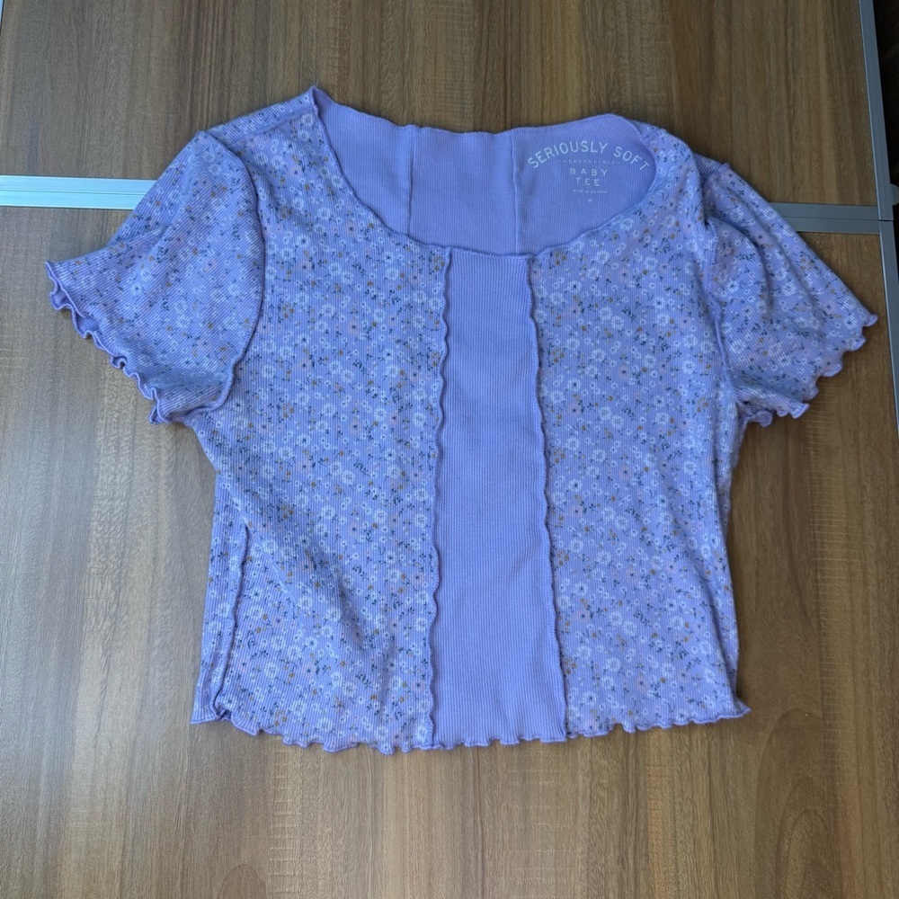 Aeropostale Lavender Floral Crop Top